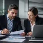 Auditores revisando las cuentas de una pequeña empresa