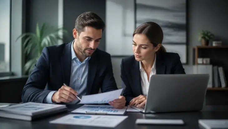 Auditores revisando las cuentas de una pequeña empresa