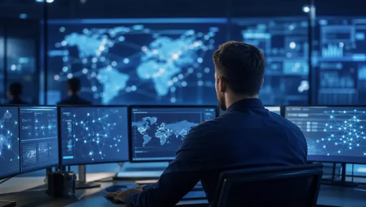 Analista supervisando la ciberseguridad desde Barcelona