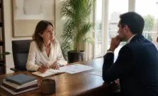 Coach ejecutivo en una sesión estratégica de liderazgo