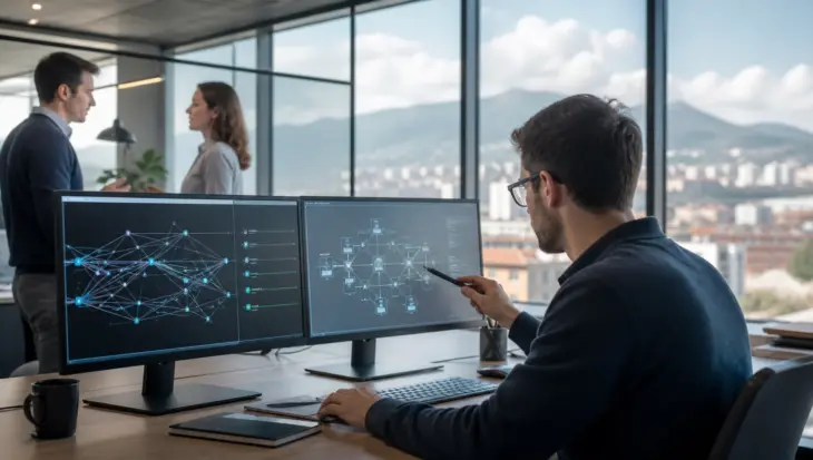 Consultores tecnológicos trabajando en un proyecto digital en Oviedo