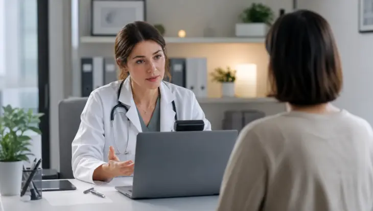 Médica realizando una consulta de telemedicina